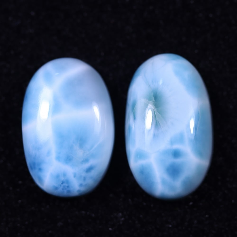 *39.21cts Natural Larimar Set - Polished Cabochon, 1188B: Ksmith Heritage Auctioneers Subject: Natural Larimar Carat Weight: 39.21 cts Dimension: 21.5x14.1x6.7 mm Type: Cabochon, Polished