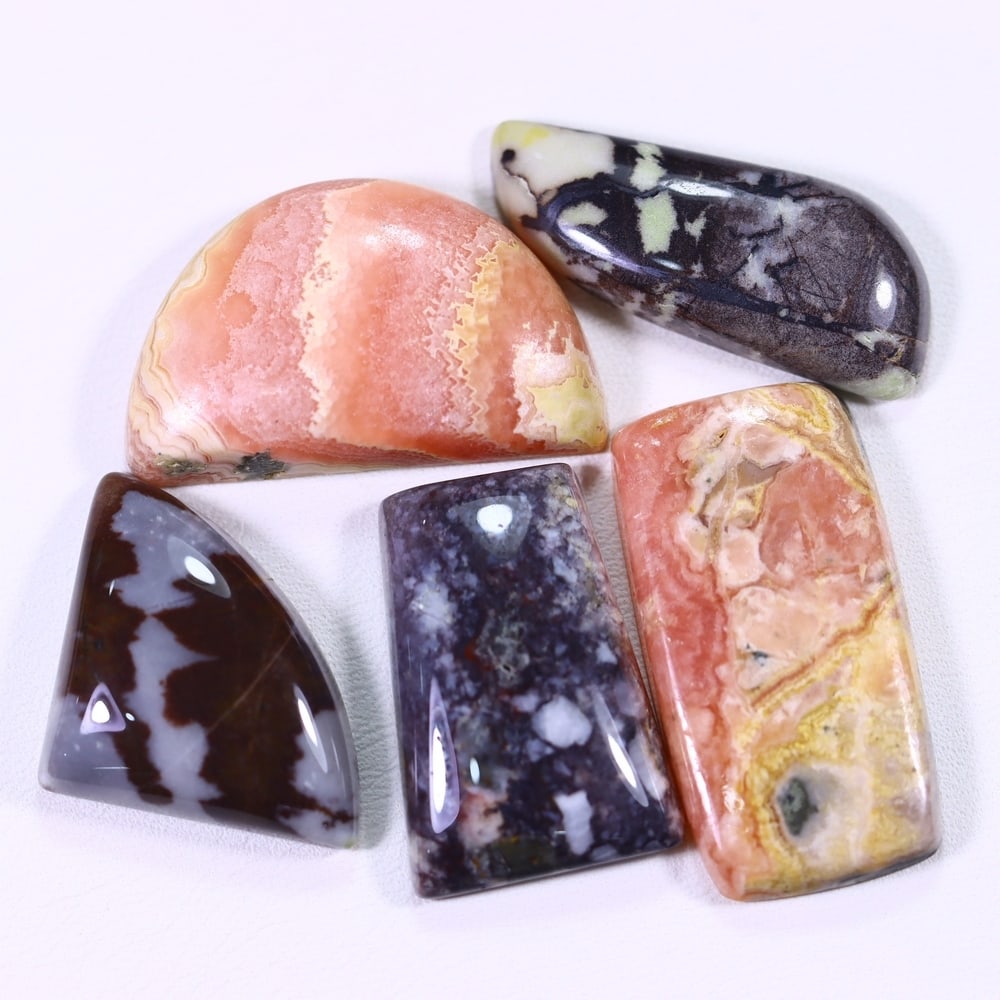 123Ct Multi Agate Cabochon Set - Polished - 29x15 mm Approx, 1021B: Ksmith Heritage Auctioneers Subject: Natural Agate Origin: Asia Treatment: Natural Untreated Type: Cabochon, Polished