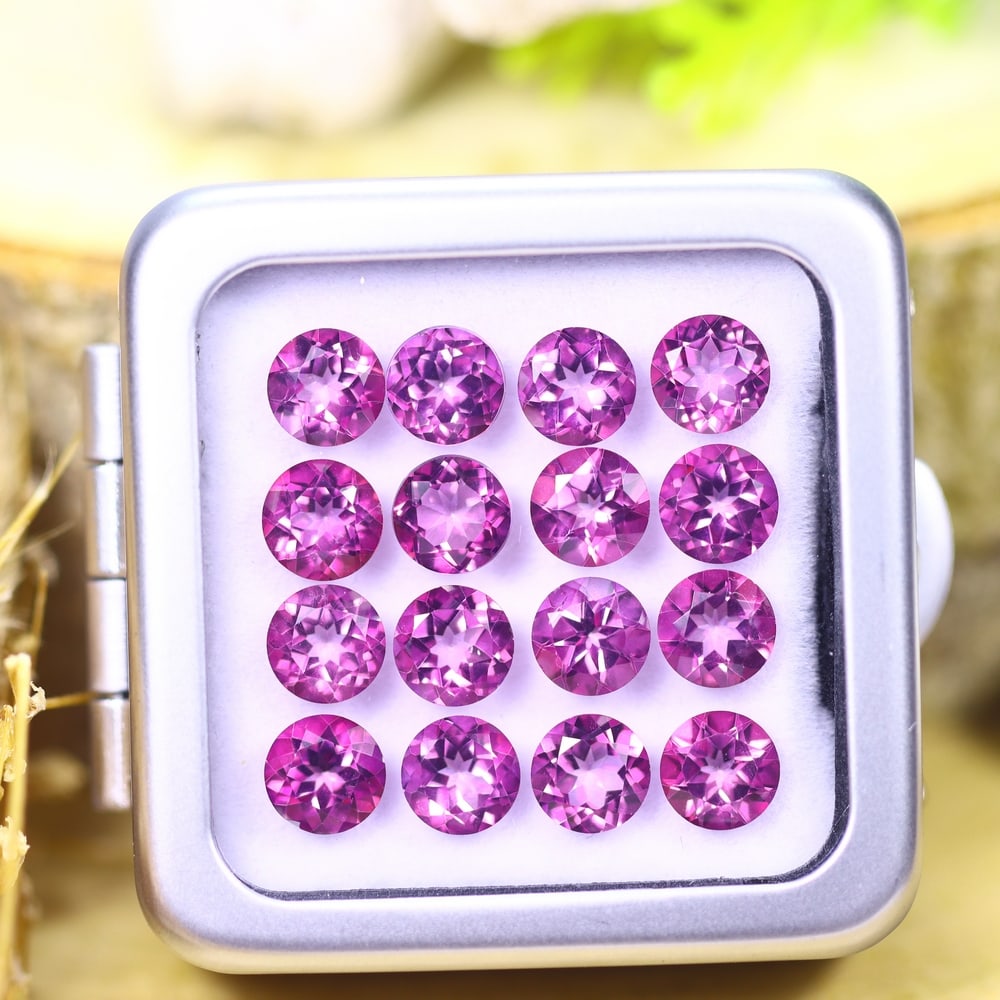 *15.61cts Natural Pink Topaz Set - Polished Faceted , 6mm, 57C: Ksmith Heritage AuctioneersSubject: Natural Topaz (without box) Origin: Myanmar Treatment: Coated