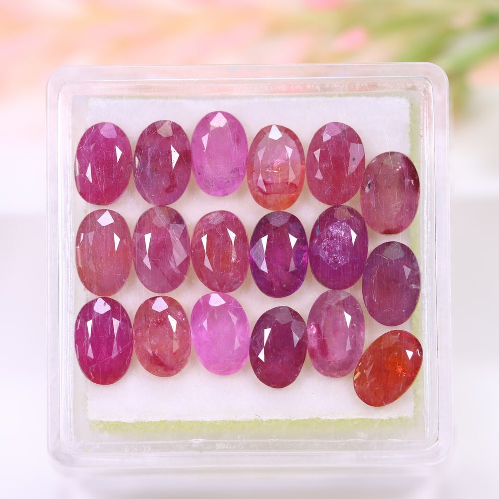 8.44Ct Red Ruby Set - Polished Faceted , 763B: Ksmith Heritage Auctioneers Subject: Natural Ruby (Without Box) Origin: Burma Carat Weight: 8.44Ct Dimension: 6x4x2.1 mm Treatment: Heated Type: Faceted, Polished