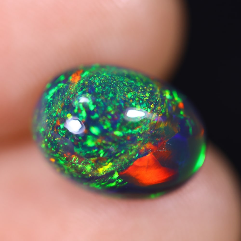 2.71Ct Welo Black Opal Polished - Ethiopian Opal , 1209E: Ksmith Heritage Auctioneers Subject: Natural Ethiopian Welo Black Opal Origin: Ethiopia Carat Weight: 2.71Ct Dimension: 11.7x8.6x5.4 mm Treatment: Smoked Type: Cabochon, P