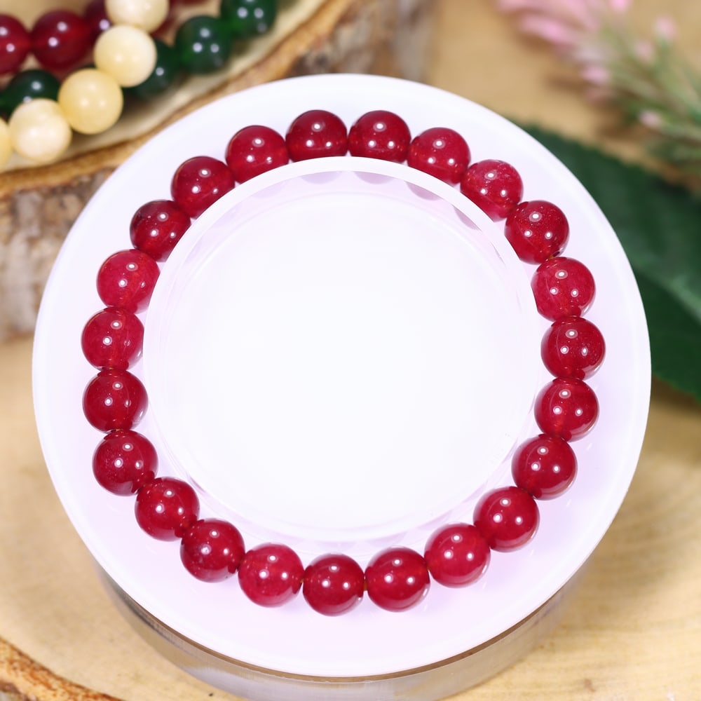 18.58g Red Jade Bracelet - Polished Beads, 270B (1 of 2)