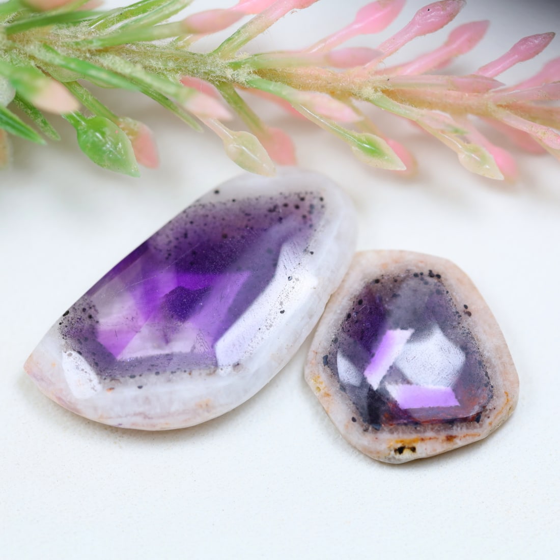 Amethyst 16.53Ct Natural Purple Trapiche Amethyst Pair, 814MZ (1 of 2)