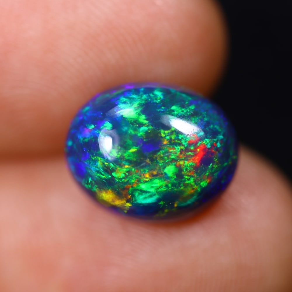3.02Ct Welo Black Opal Polished - Ethiopian Opal , 43E (1 of 6)