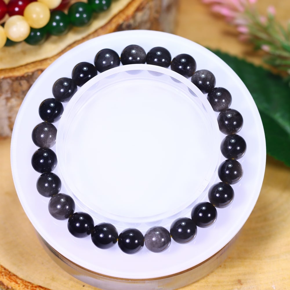 15.43g Black Tiger Eye Bracelet - Polished Beads, 292B (1 of 2)