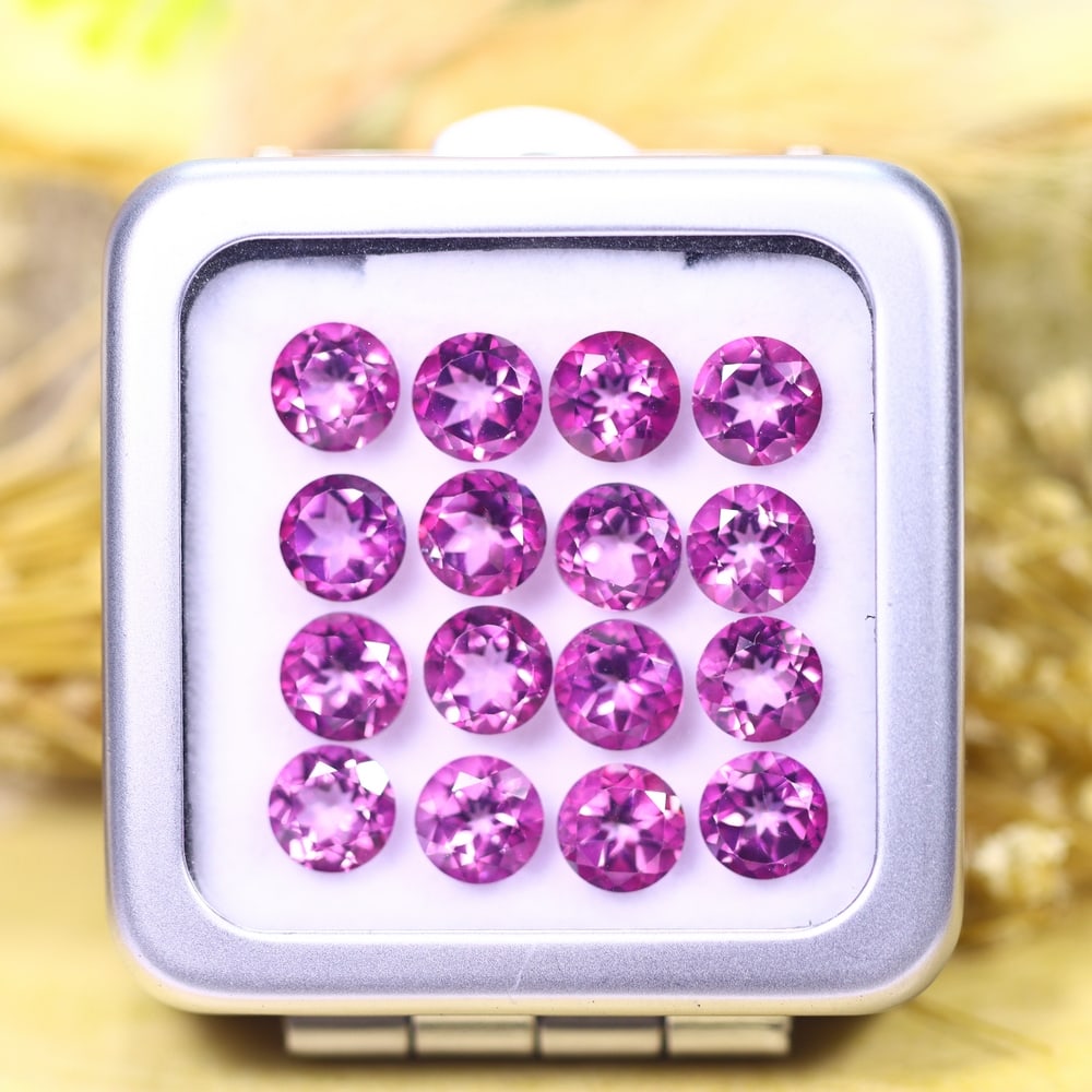 *15.91cts Natural Pink Topaz Set - Polished Faceted , 6mm, 58C: Ksmith Heritage AuctioneersSubject: Natural Topaz (without box) Origin: Myanmar Treatment: Coated