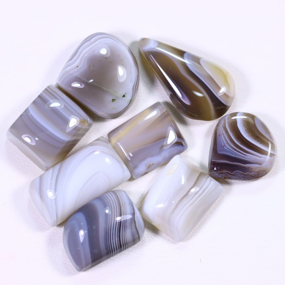 111Ct Multi Agate Cabochon Set - Polished - 19x10 mm Approx, 1201B: Ksmith Heritage Auctioneers Subject: Natural Agate Treatment: Natural Untreated Type: Cabochon, Polished