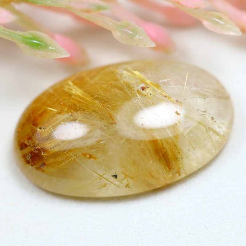 Quartz 7.53Ct Natural Golden Rutiled Quartz Cabochon, 1157B (1 of 2)