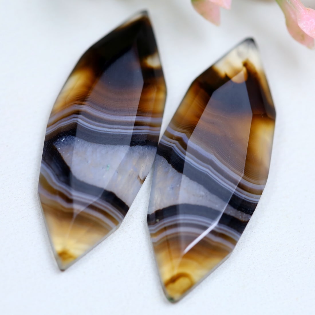 13.11Ct Natural Black Banded Agate - India Gemstone - Step Cut Pair, 872MZ: Ksmith Jewels Global Welcome to our auction house, today auction brought to you by Ksmith Jewels Global based in Penang, Malaysia specialize in all kinds of opal and color gemstone both in manufacturi