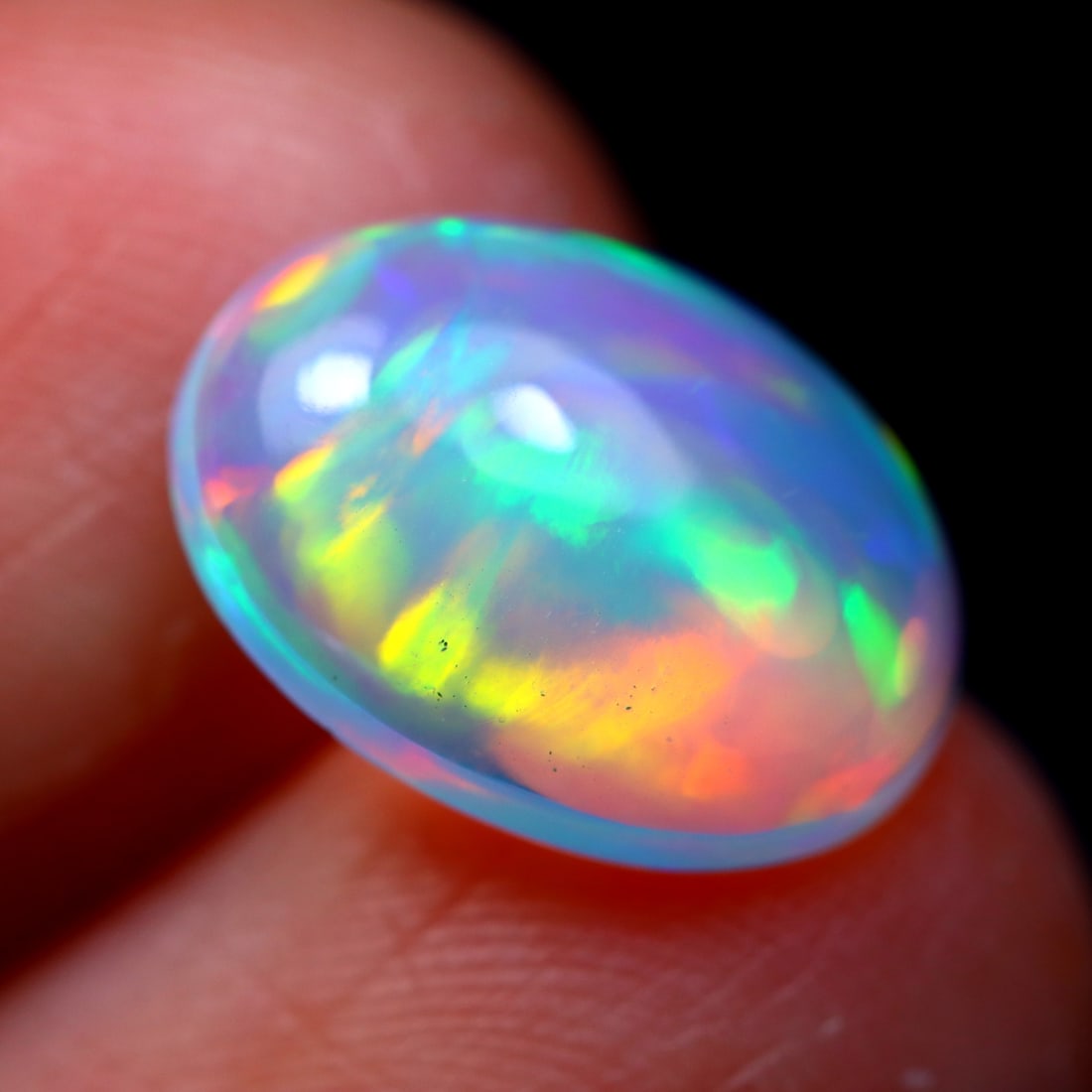 1.73Ct Natural Flashy Rainbow Ethiopian Welo Opal - Ethiopian Opal - Oval Cabochon (AOI5965), 544A: Ksmith Jewels Global Welcome to our auction house, today auction brought to you by Ksmith Jewels Global based in Penang, Malaysia specialize in all kinds of opal and color gemstone both in manufacturi