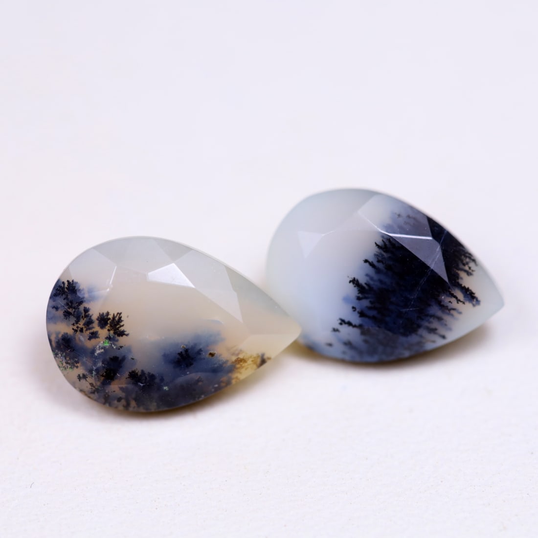 Dendrite Opal 6.54Ct Pear Cut Natural Faceted Dendrite Opal 2 Pieces OT6890, 235A: Ksmith Jewels Global Welcome to our auction house, today auction brought to you by Ksmith Jewels Global based in Penang, Malaysia specialize in all kinds of opal and color gemstone both in manufacturi
