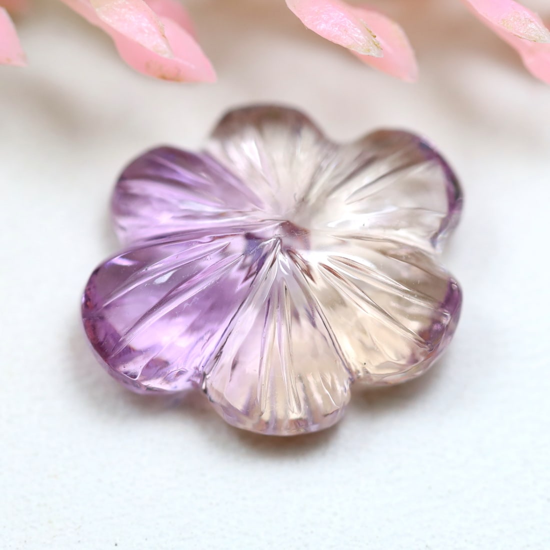 Ametrine 7.70Ct Natural Unheated Purple & Golden Flower Carved Ametrine Bolivia, 1149A: Ksmith Jewels Global Welcome to our auction house, today auction brought to you by Ksmith Jewels Global based in Penang, Malaysia specialize in all kinds of opal and color gemstone both in manufacturi