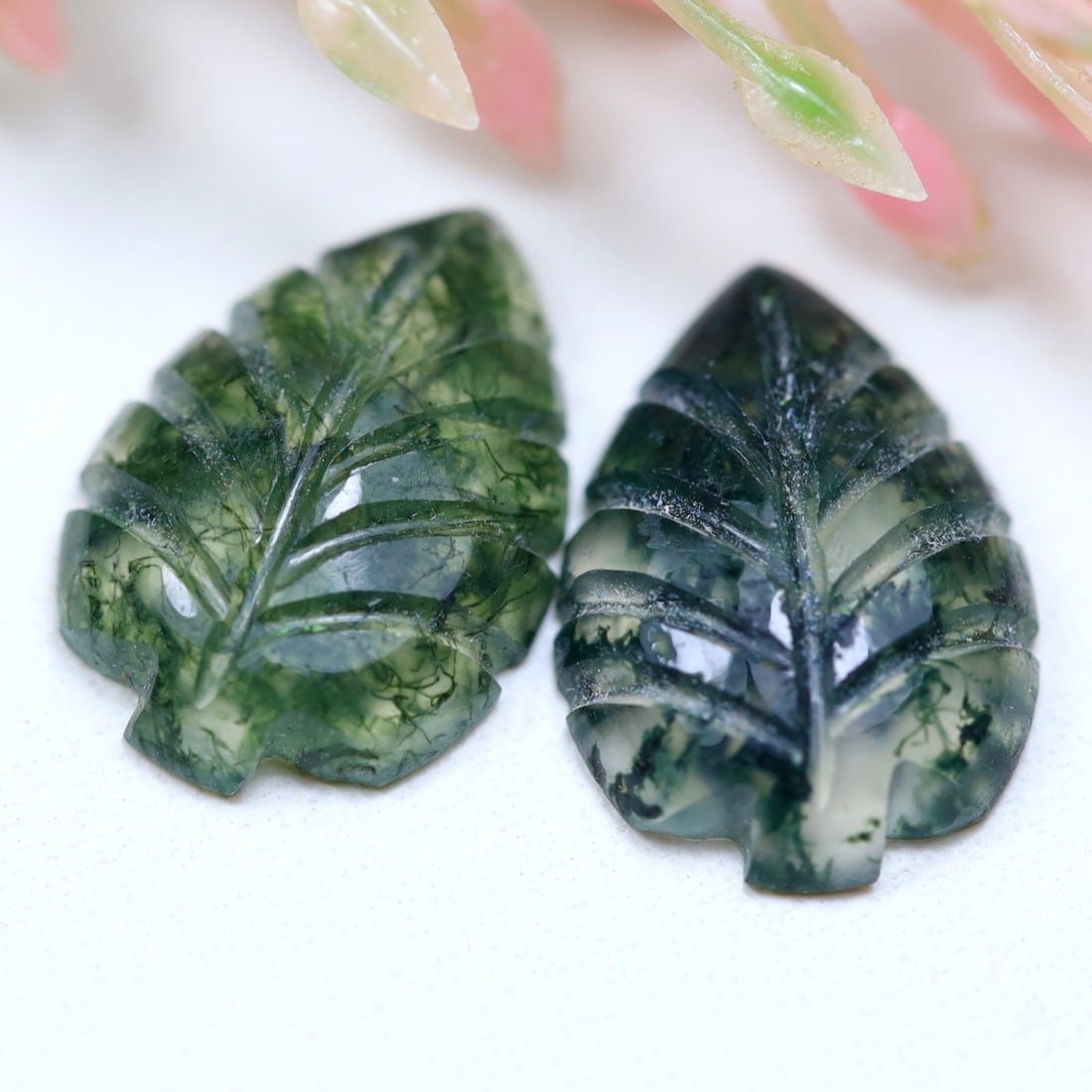 5.18Ct Natural Green Moss Agate Pair - India Gemstone - Carved Fancy Faceted, 61MZ: Ksmith Jewels Global Welcome to our auction house, today auction brought to you by Ksmith Jewels Global based in Penang, Malaysia specialize in all kinds of opal and color gemstone both in manufacturi