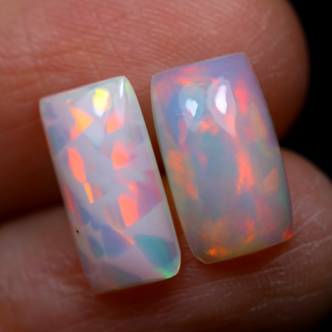 3.27Ct Natural Flashy Rainbow Ethiopian Welo Opal Pair, 656MZ: Ksmith Jewels Global Welcome to our auction house, today auction brought to you by Ksmith Jewels Global based in Penang, Malaysia specialize in all kinds of opal and color gemstone both in manufacturi