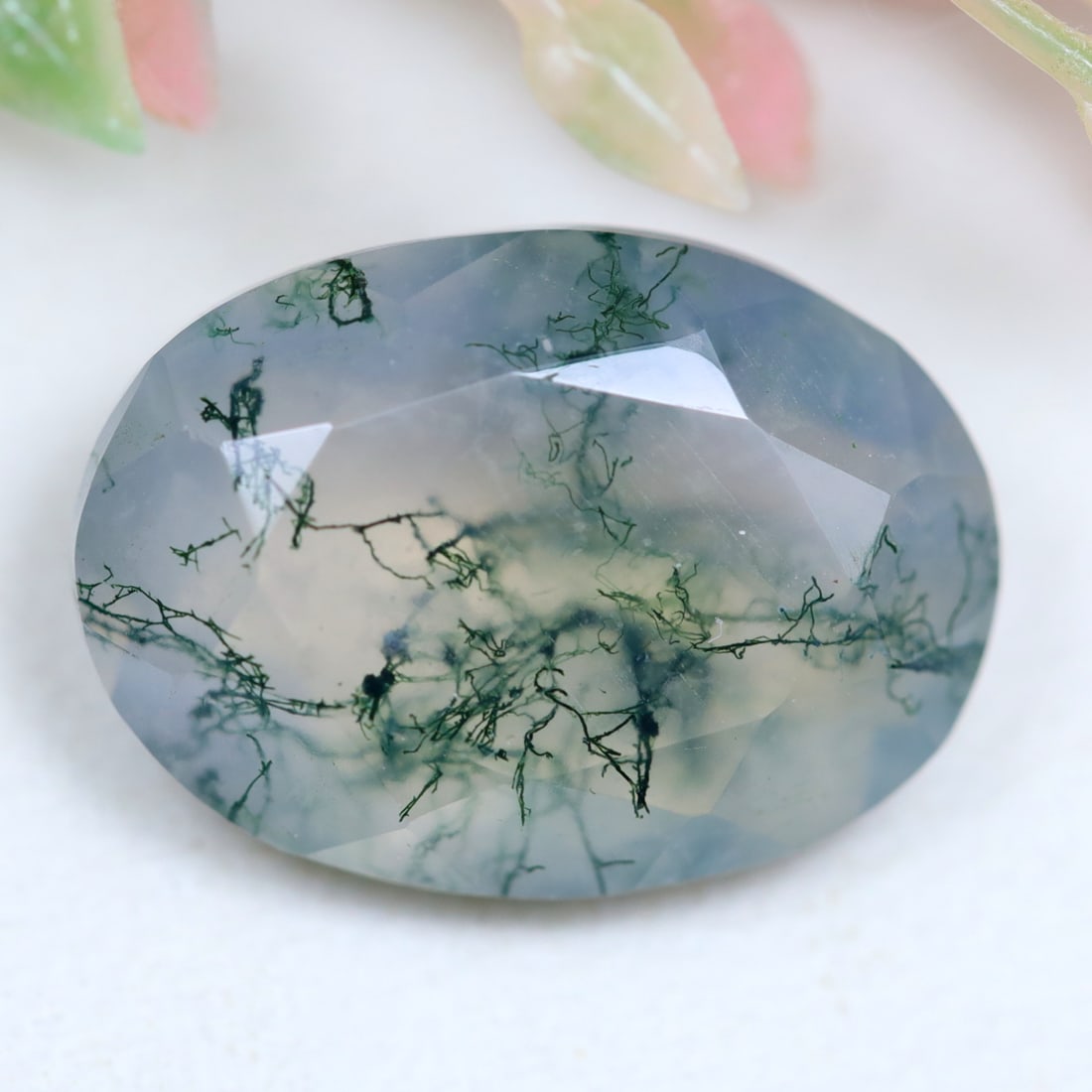 5.05Ct Natural Green Moss Agate - India Gemstone - Oval Faceted, 887MZ: Ksmith Jewels Global Welcome to our auction house, today auction brought to you by Ksmith Jewels Global based in Penang, Malaysia specialize in all kinds of opal and color gemstone both in manufacturi