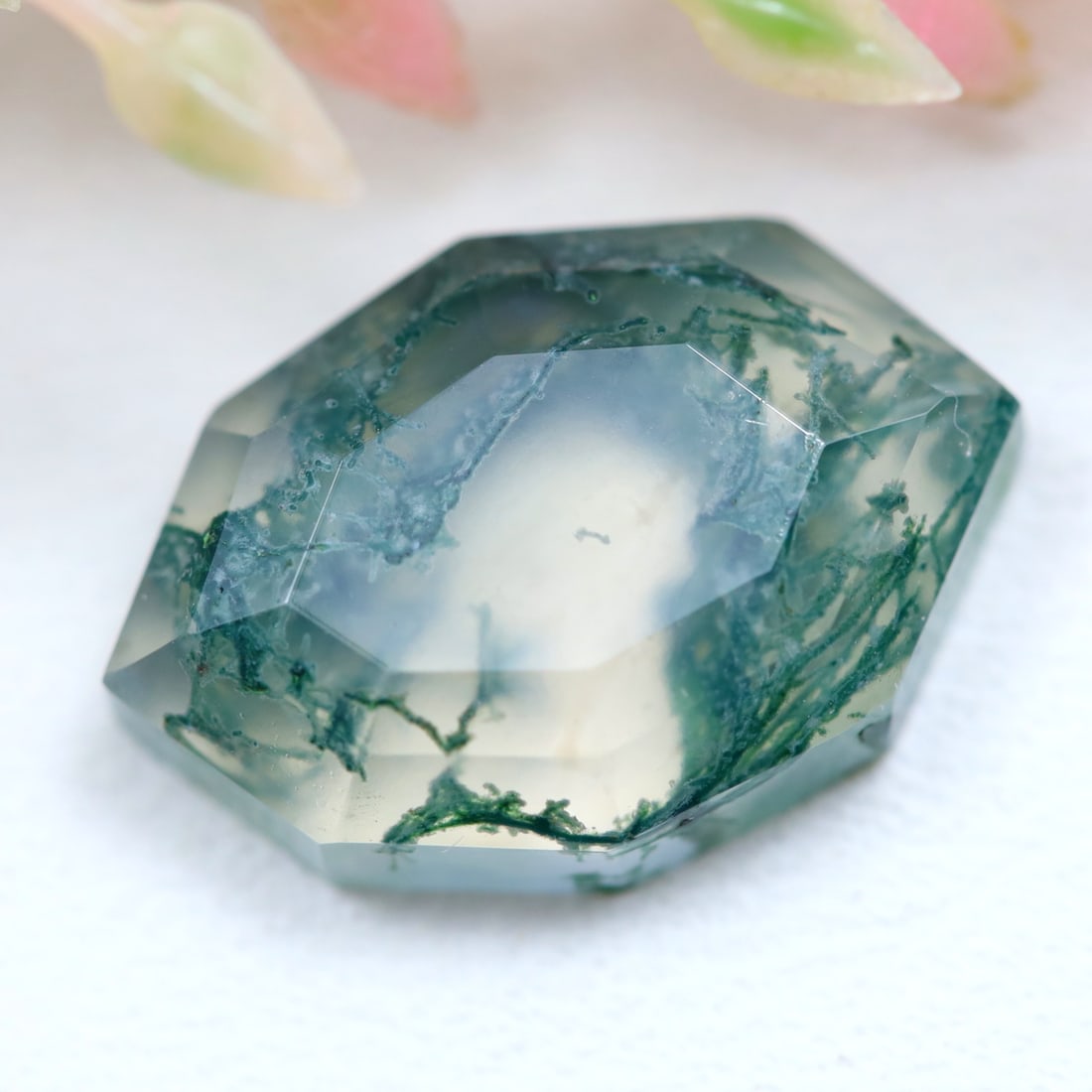 4.45Ct Natural Green Moss Agate - India Gemstone - Fancy Faceted, 719MZ: Ksmith Jewels Global Welcome to our auction house, today auction brought to you by Ksmith Jewels Global based in Penang, Malaysia specialize in all kinds of opal and color gemstone both in manufacturi