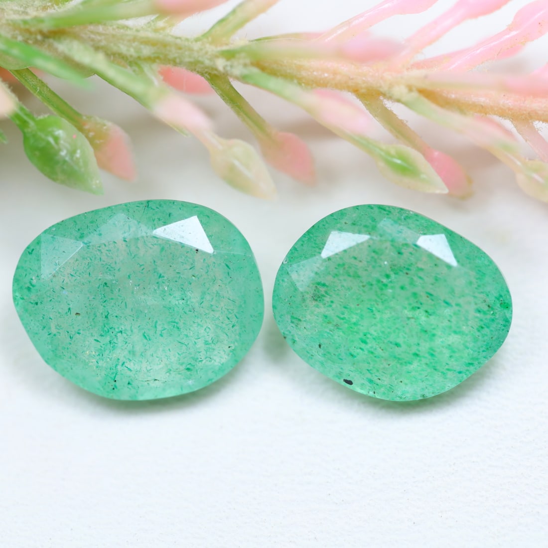 Strawberry Quartz 8.73Ct Natural Green Strawberry Quartz Pair, 657MZ: Ksmith Jewels Global Welcome to our auction house, today auction brought to you by Ksmith Jewels Global based in Penang, Malaysia specialize in all kinds of opal and color gemstone both in manufacturi