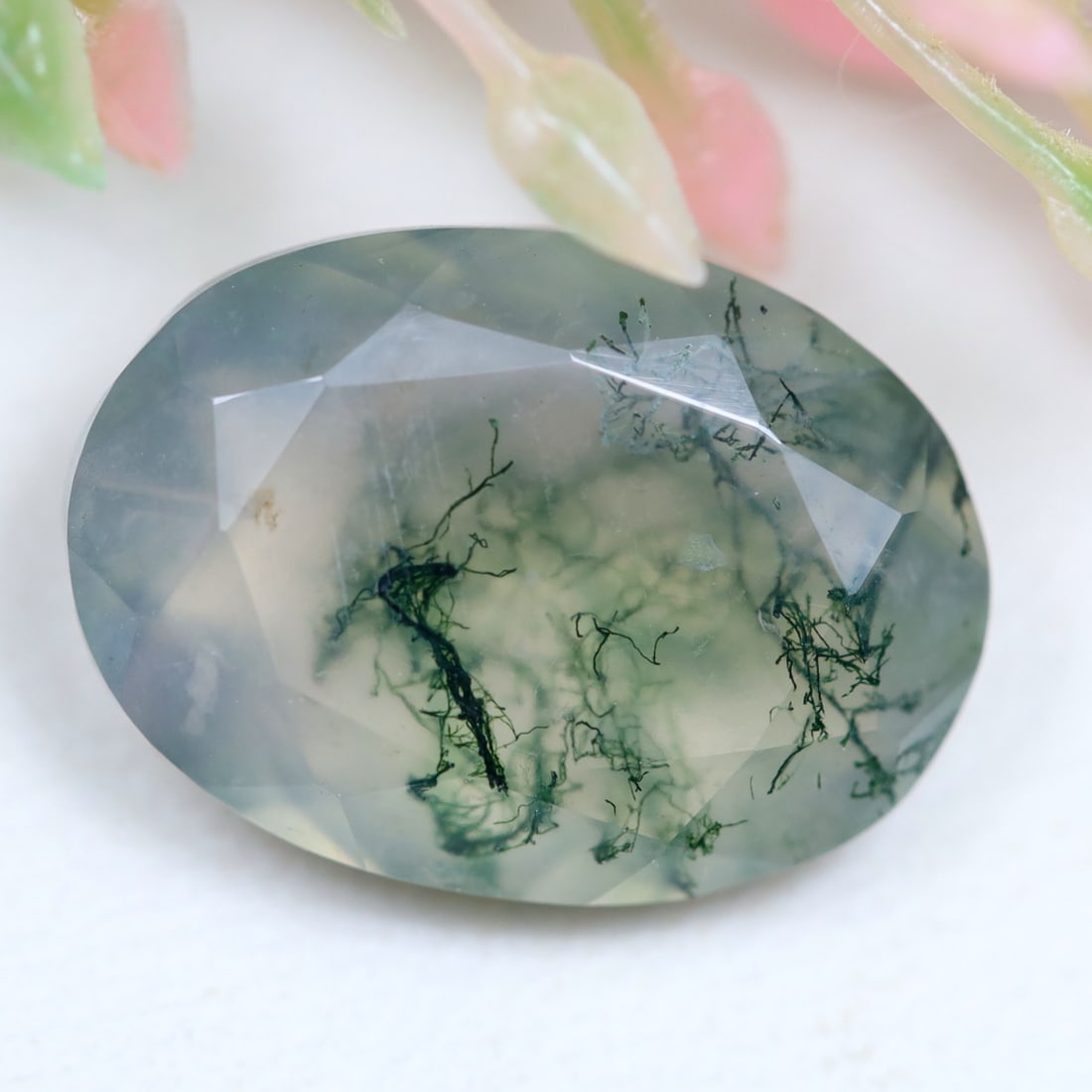 5.04Ct Natural Green Moss Agate - India Gemstone - Oval Faceted, 715MZ: Ksmith Jewels Global Welcome to our auction house, today auction brought to you by Ksmith Jewels Global based in Penang, Malaysia specialize in all kinds of opal and color gemstone both in manufacturi