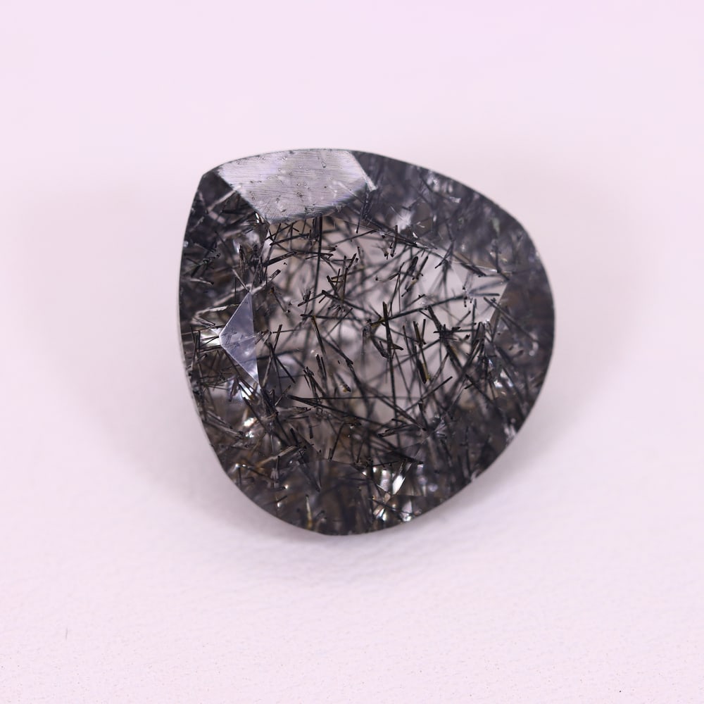 *12.91Ct Black Rutiled Quartz - Polished Faceted , 252C (1 of 2)