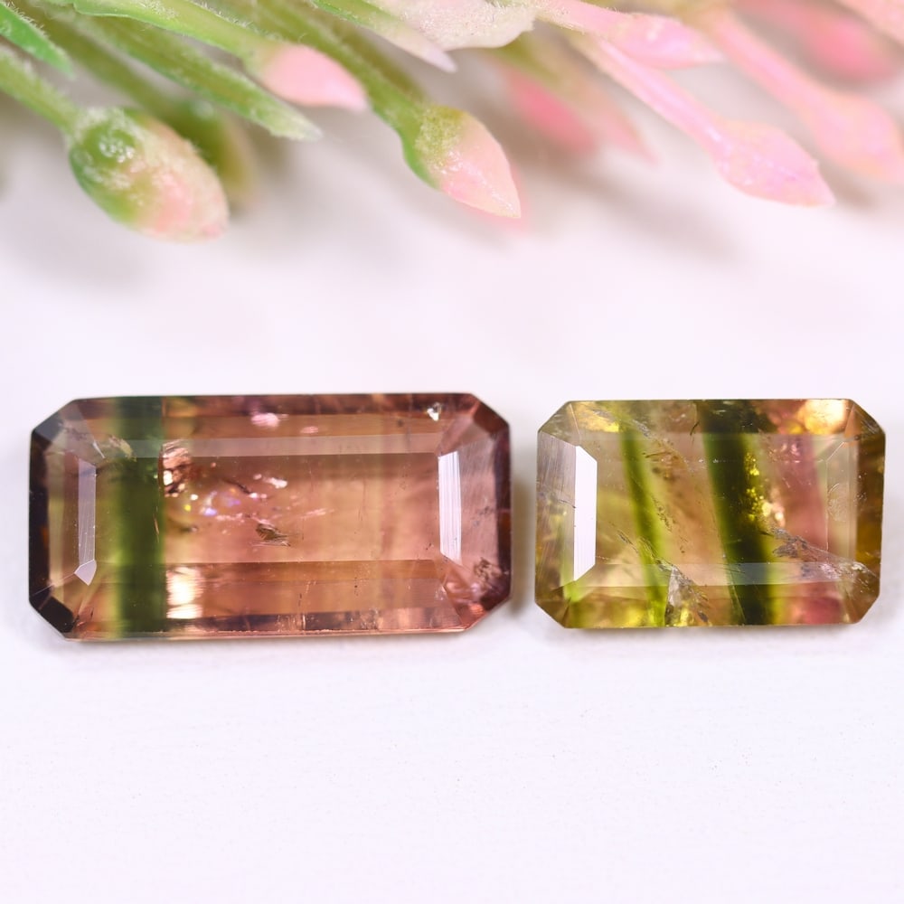 5.98cts Natural Watermelon Tourmaline Set - Bi-Colour Faceted Cut , 871E: Ksmith Heritage Auctioneers Subject: Natural Tourmaline Origin: Africa Carat Weight: 5.98 cts Dimension: 10.6x7x3.6 mm Type: Faceted, Polished