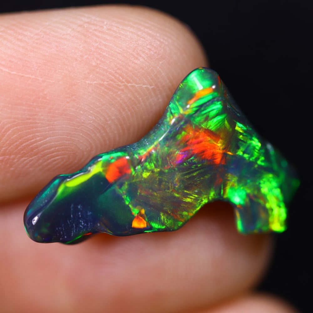 *5.48Ct Natural Freeform Black Opal - 19x16x6mm - Polished Rough , 129E (1 of 6)