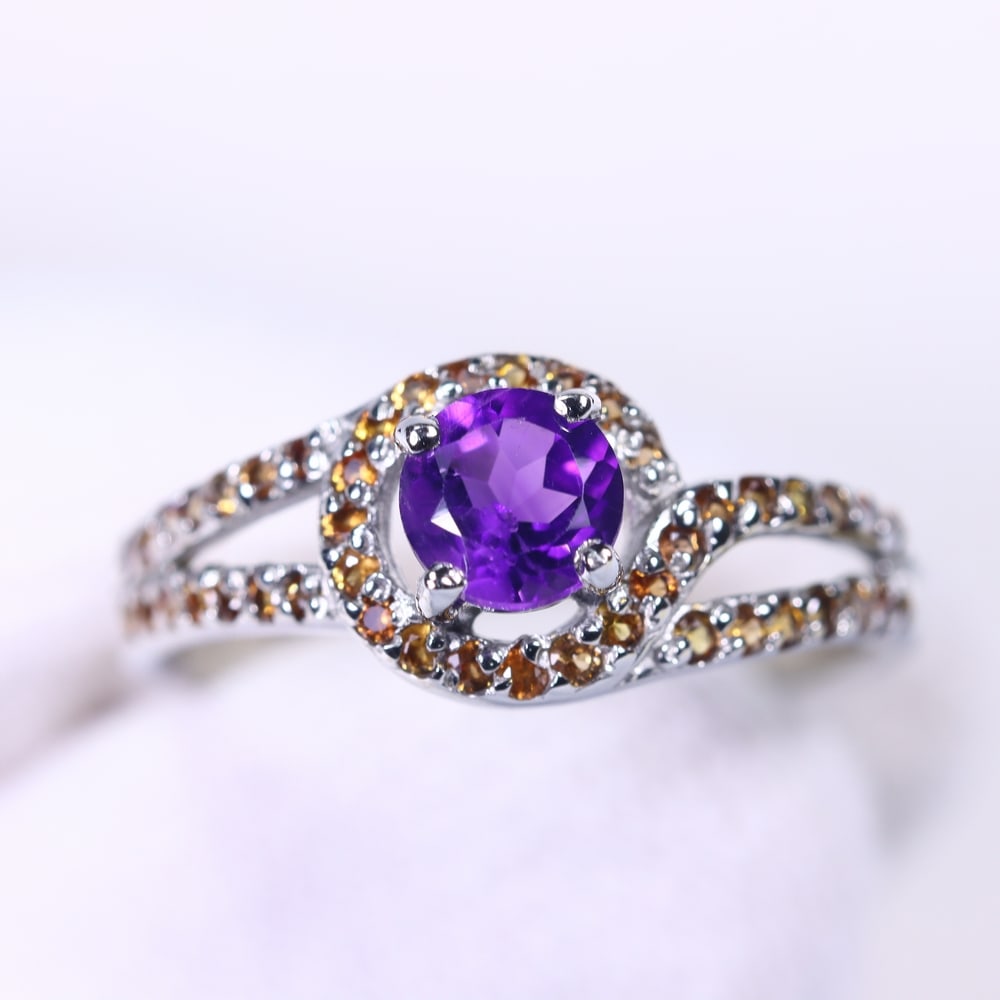 Ring US9 Amethyst & Sapphire - 925 Sterling Silver , 370E (1 of 3)
