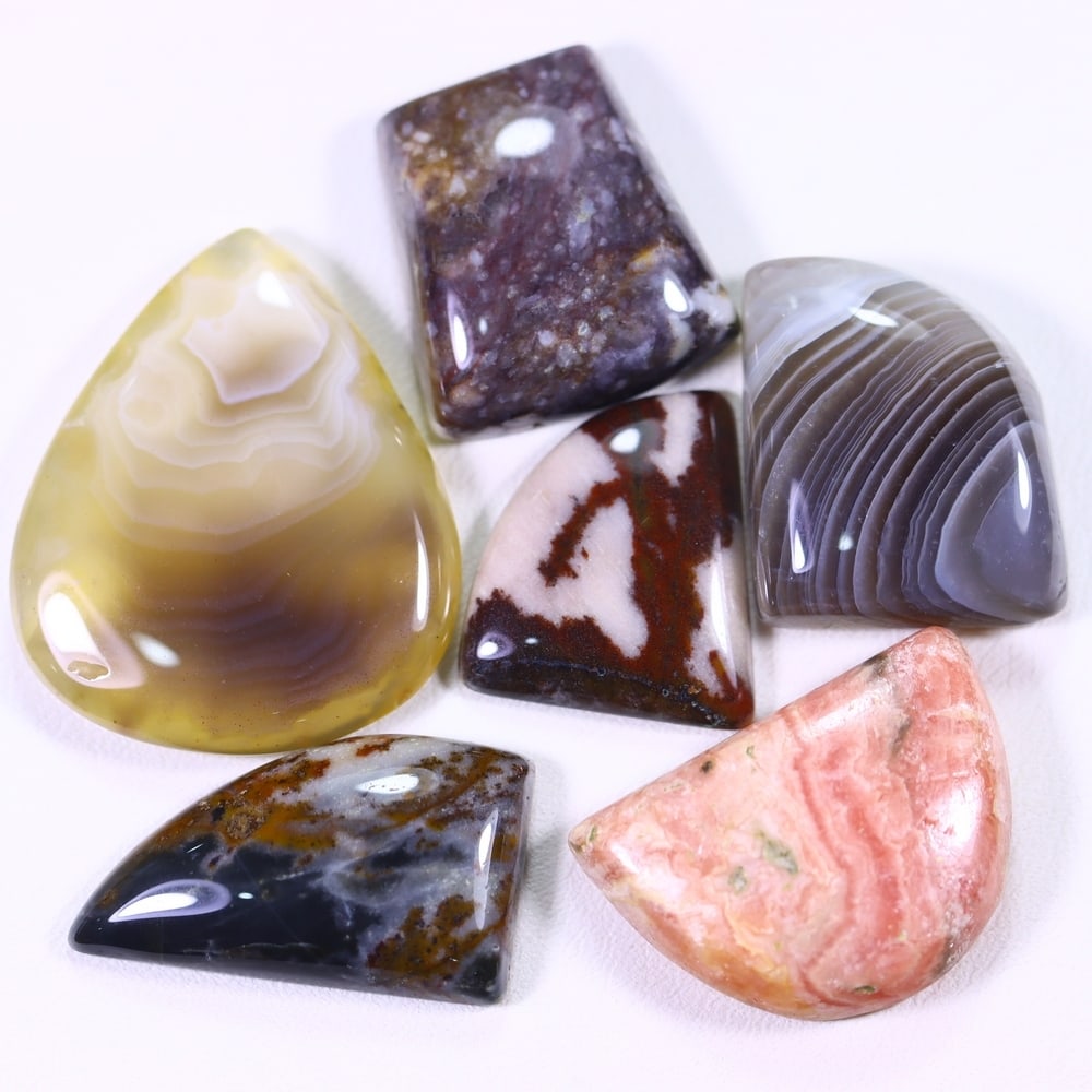 128Ct Multi Agate Cabochon Set - Polished - 23x16 mm Approx, 1216B (1 of 2)
