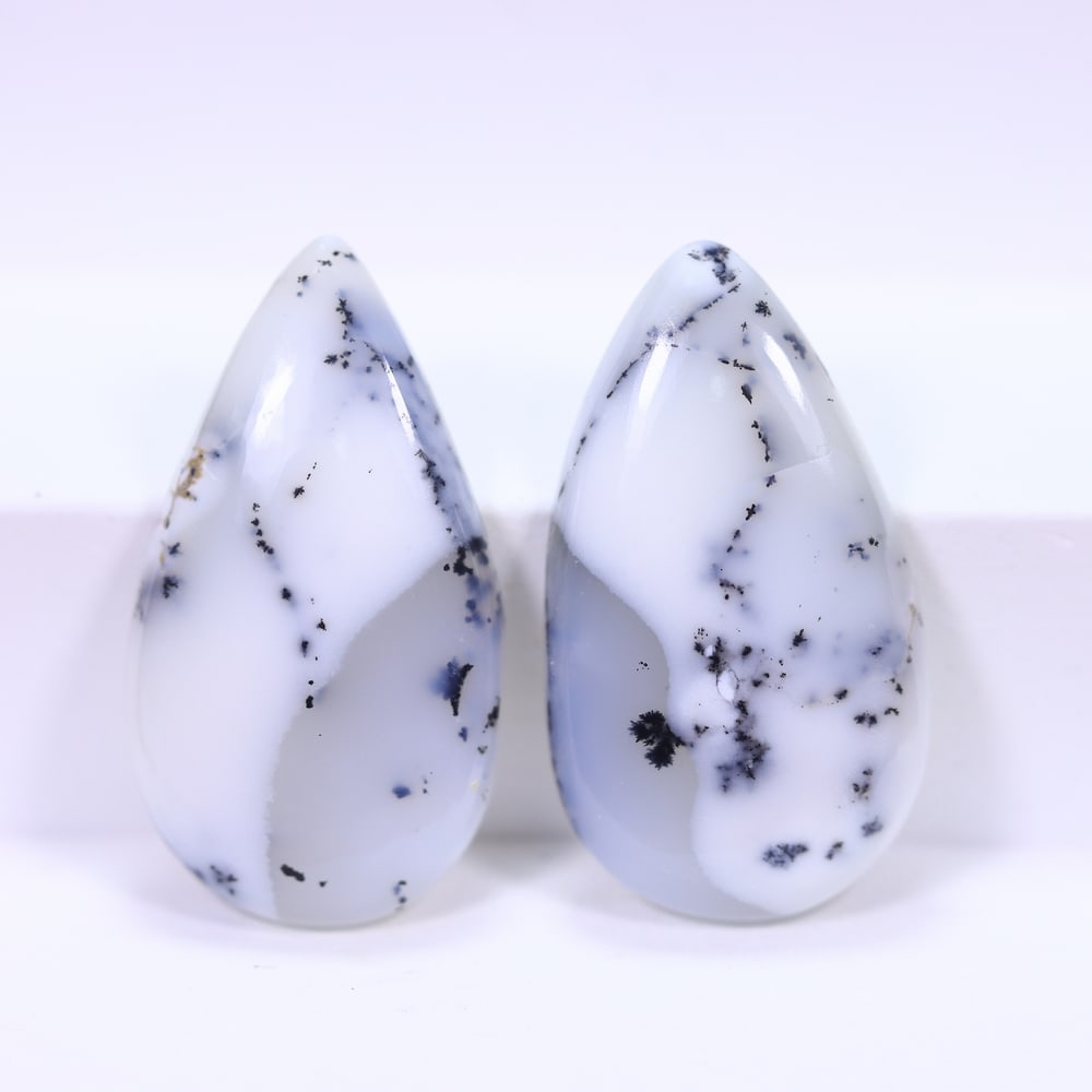 25.02Ct Dendrite Opal Pair - Cabochon Polished , 348B (1 of 2)