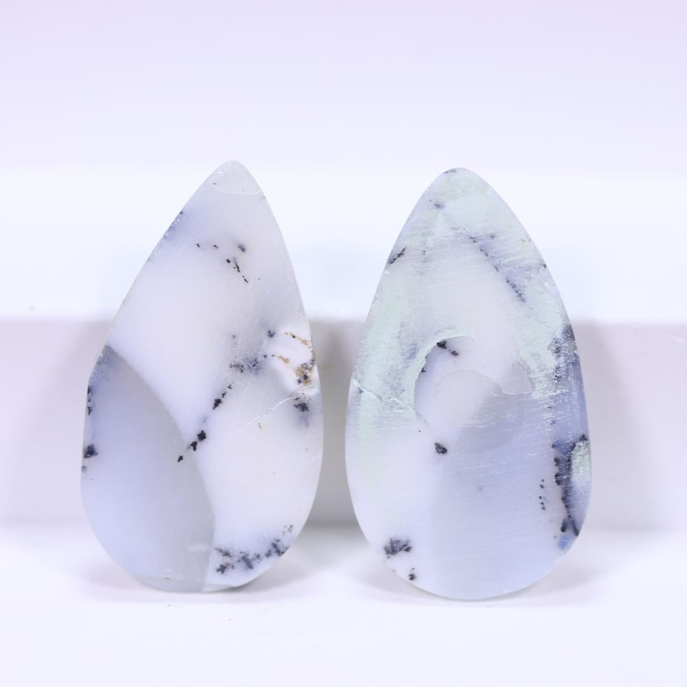 25.02Ct Dendrite Opal Pair - Cabochon Polished , 348B - 2