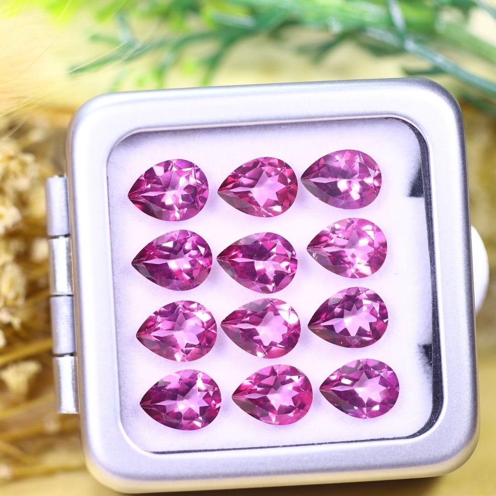 *15.41cts Natural Pink Topaz Set - Polished Faceted , 8x6mm, 69C (1 of 2)