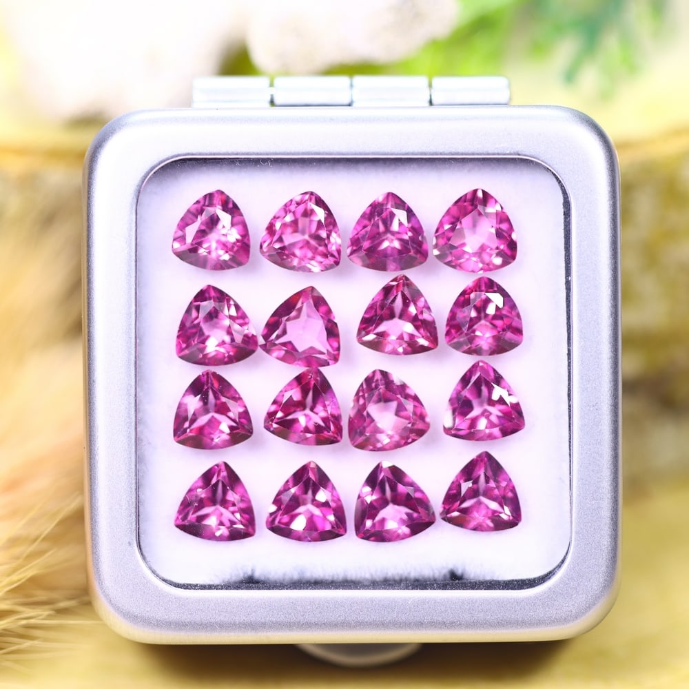 *14.07cts Natural Pink Topaz Set - Polished Faceted , 6mm, 35C (1 of 2)