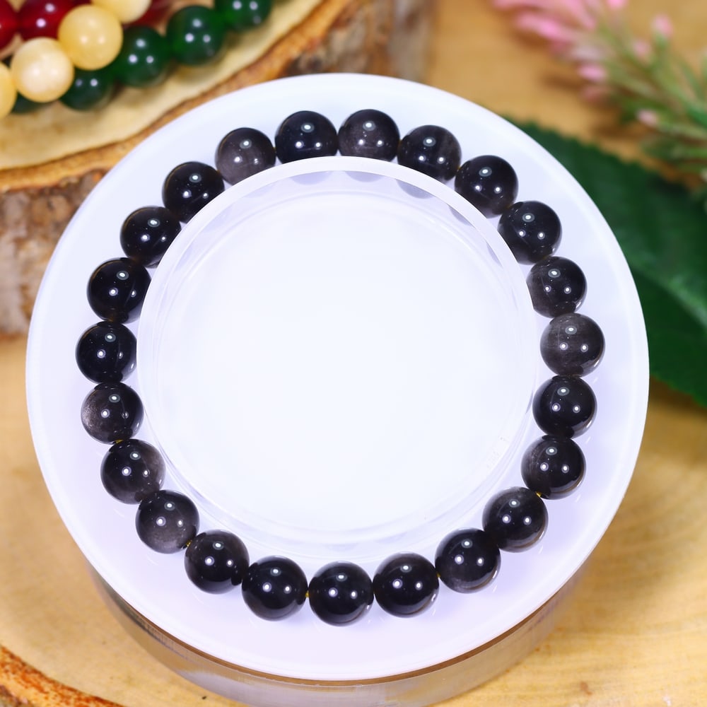 15.87g Black Tiger Eye Bracelet - Polished Beads, 585B (1 of 2)