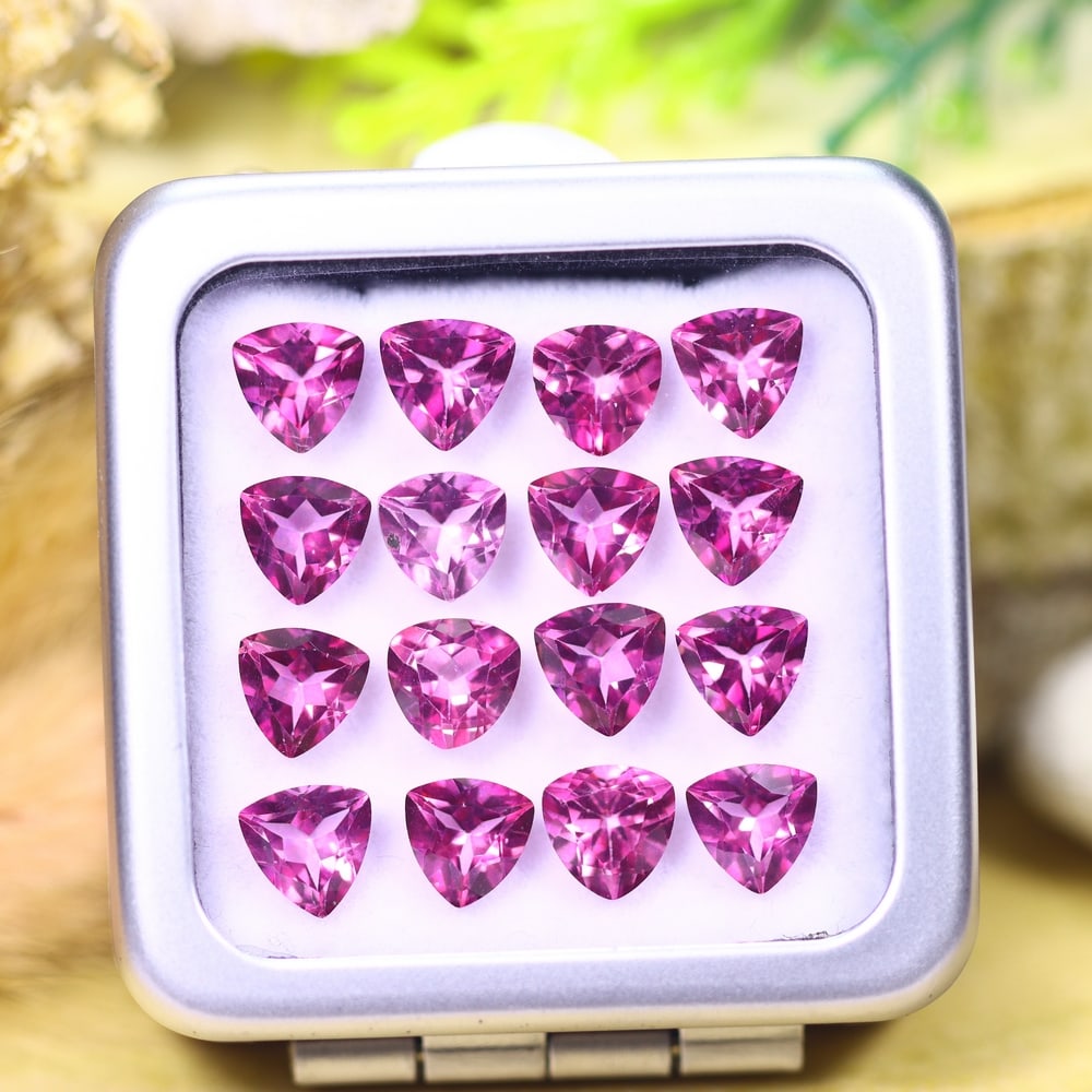 *14.12cts Natural Pink Topaz Set - Polished Faceted , 6mm, 45C (1 of 2)