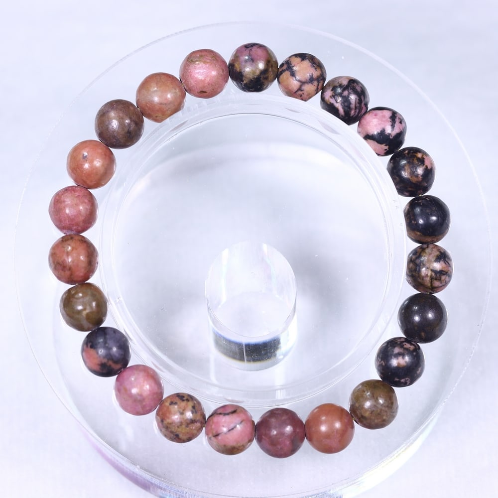 23.42g Rhodonite Bracelet - Polished Beads , 969E: Ksmith Heritage Auctioneers Subject: Natural Rhodonite Carat Weight: 23.42g