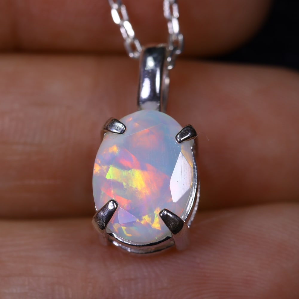 1.67g Natural Opal Stone Sterling Silver 925 Necklace (Pendant with Chain) , 305E (1 of 5)