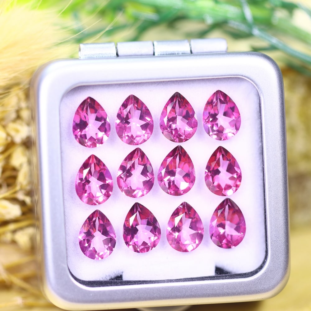 *15.05cts Natural Pink Topaz Set - Polished Faceted , 8x6mm, 67C: Ksmith Heritage AuctioneersSubject: Natural Topaz (without box) Origin: Myanmar Treatment: Coated
