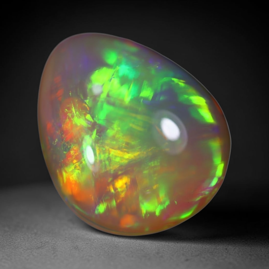 *9.59Ct Welo Opal Polished - Ethiopian Opal , 361E: Ksmith Heritage Auctioneers Subject: Natural Ethiopian Welo Opal Origin: Ethiopia Carat Weight: 9.59Ct Dimension: 17.4x14.4x8 mm Treatment: Natural Untreated Type: Cabocho