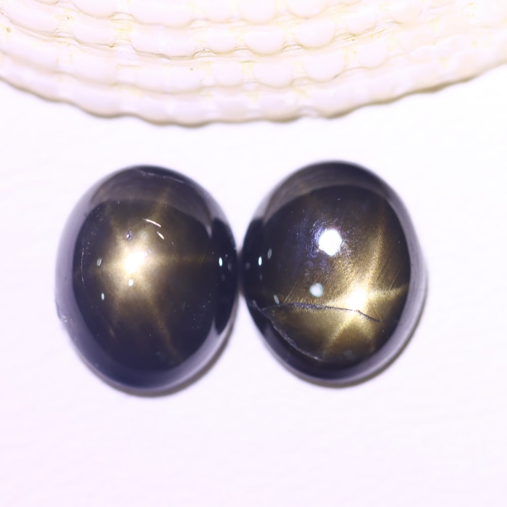 3.90cts 6 Rays Black Star Sapphire Pair , 918E (1 of 2)