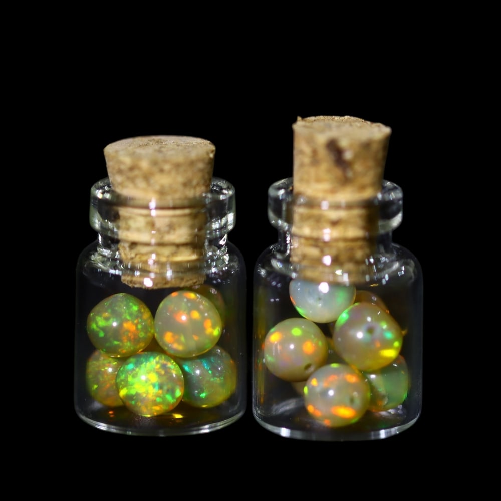 Twin Pack - 4.5mm Ethiopian Opal Ball in Display Jar - Bottle Size 1.5cm , 73C (1 of 2)