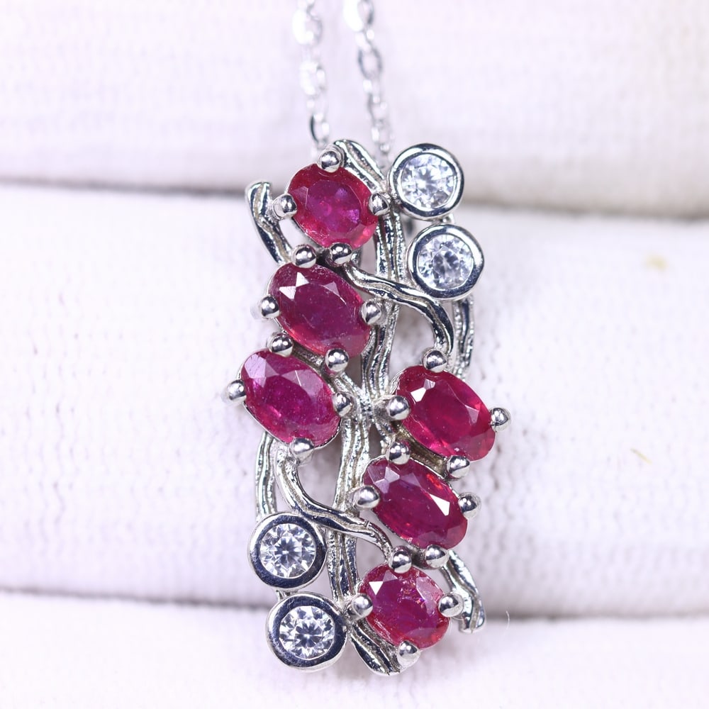 18inches Necklace Ruby - 925 Sterling Silver , 1192E (1 of 3)