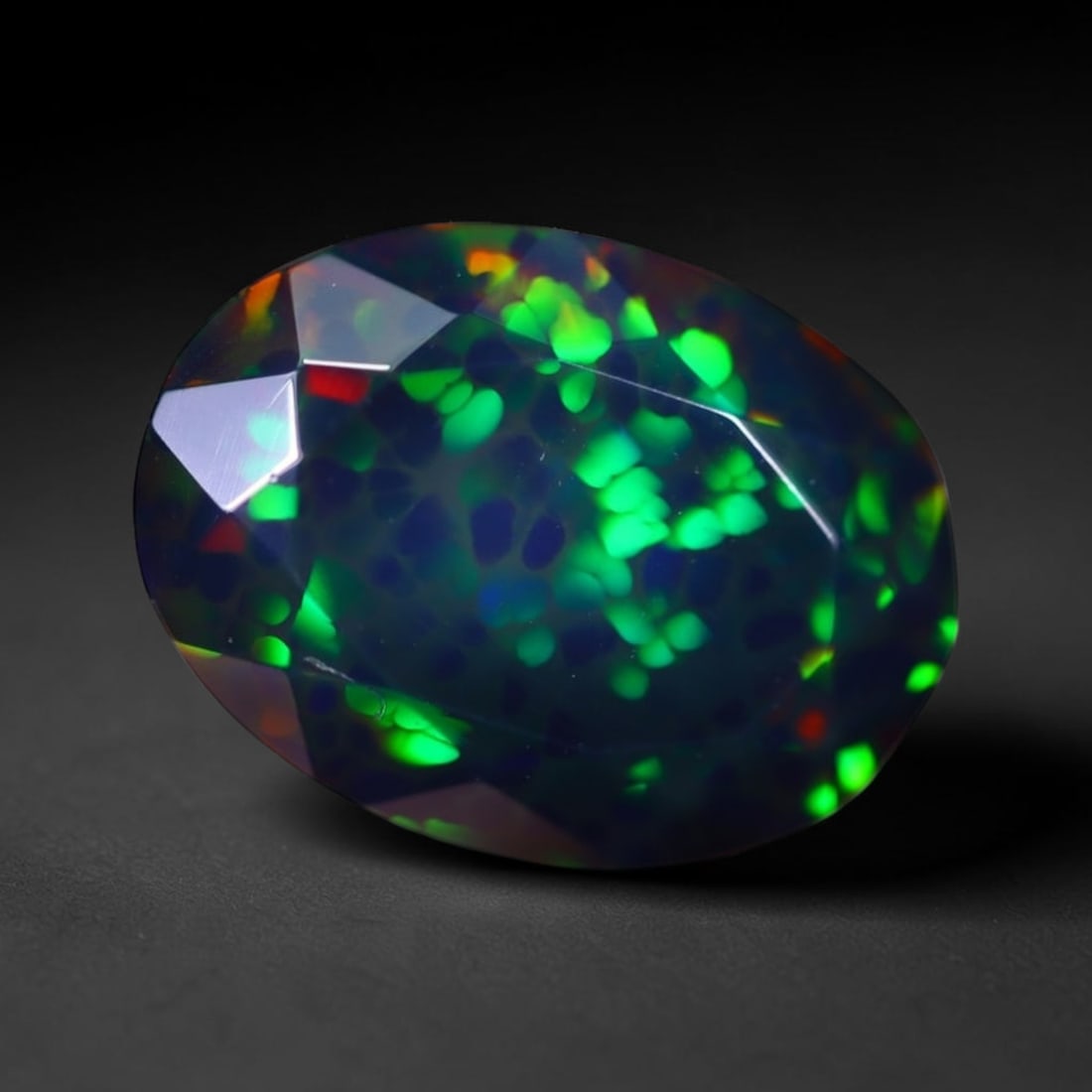 *4.75Ct Smoked Faceted Welo Opal Polished - Ethiopian Opal , 292C: Ksmith Heritage Auctioneers Subject: Natural Ethiopian Welo Opal Origin: Ethiopia Carat Weight: 4.75Ct Dimension: 14.4x10.6x7.5 mm Treatment: Smoked Type: Faceted, Polishe
