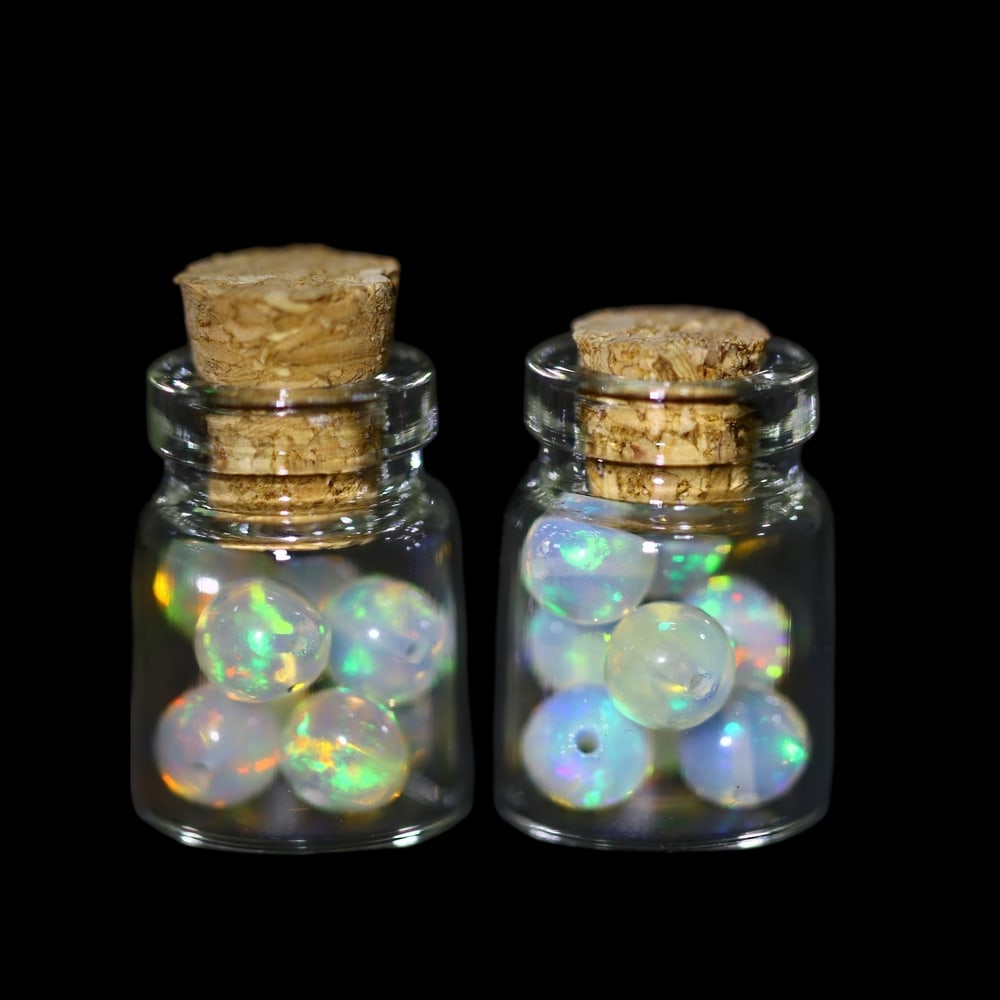 Twin Pack - 4.5mm Ethiopian Opal Ball in Display Jar - Bottle Size 1.5cm , 75C (1 of 2)