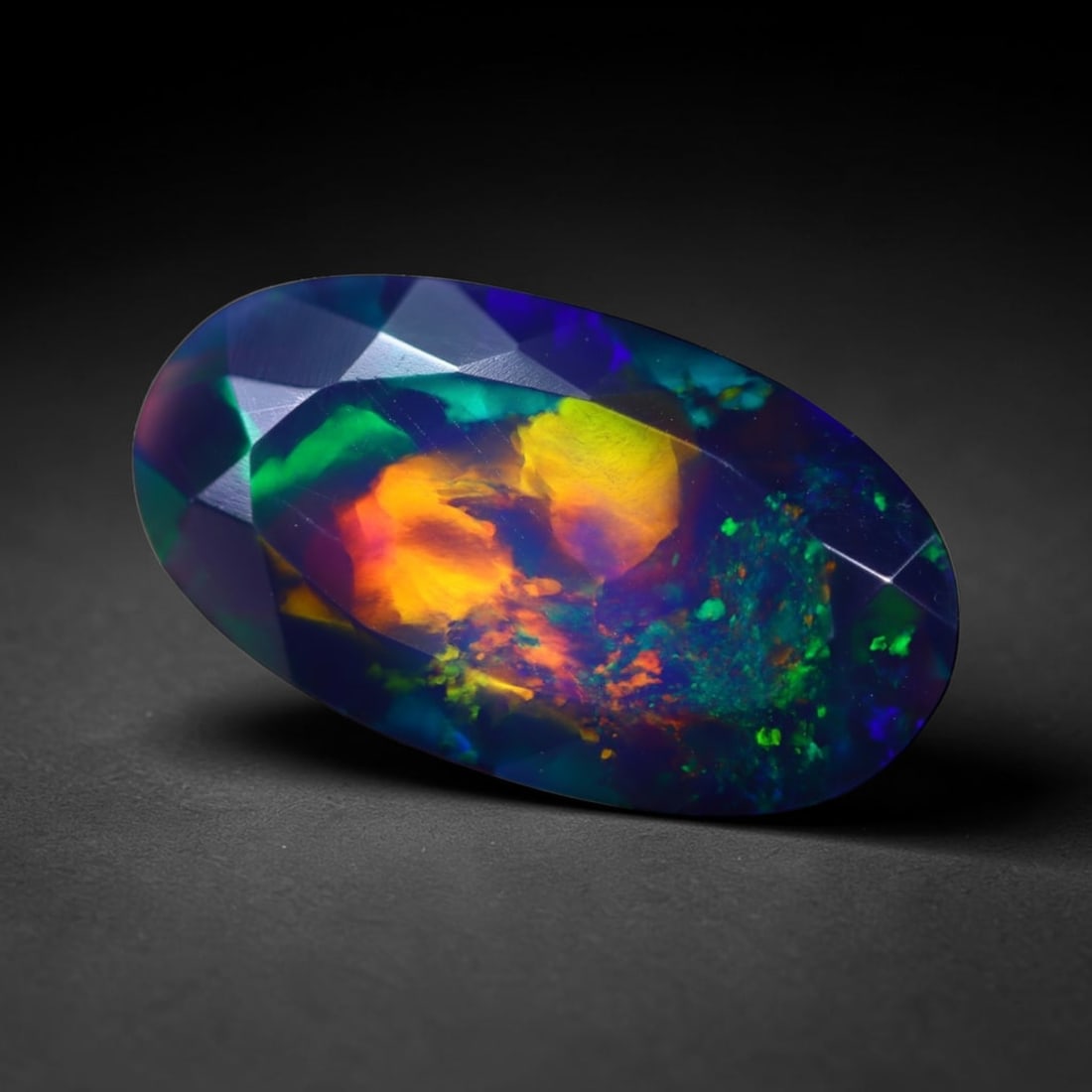 *5.18Ct Smoked Faceted Welo Opal Polished - Ethiopian Opal , 294C: Ksmith Heritage Auctioneers Subject: Natural Ethiopian Welo Opal Origin: Ethiopia Carat Weight: 4.94Ct Dimension: 19.8x11x5.4 mm Treatment: Smoked Type: Faceted, Polished<