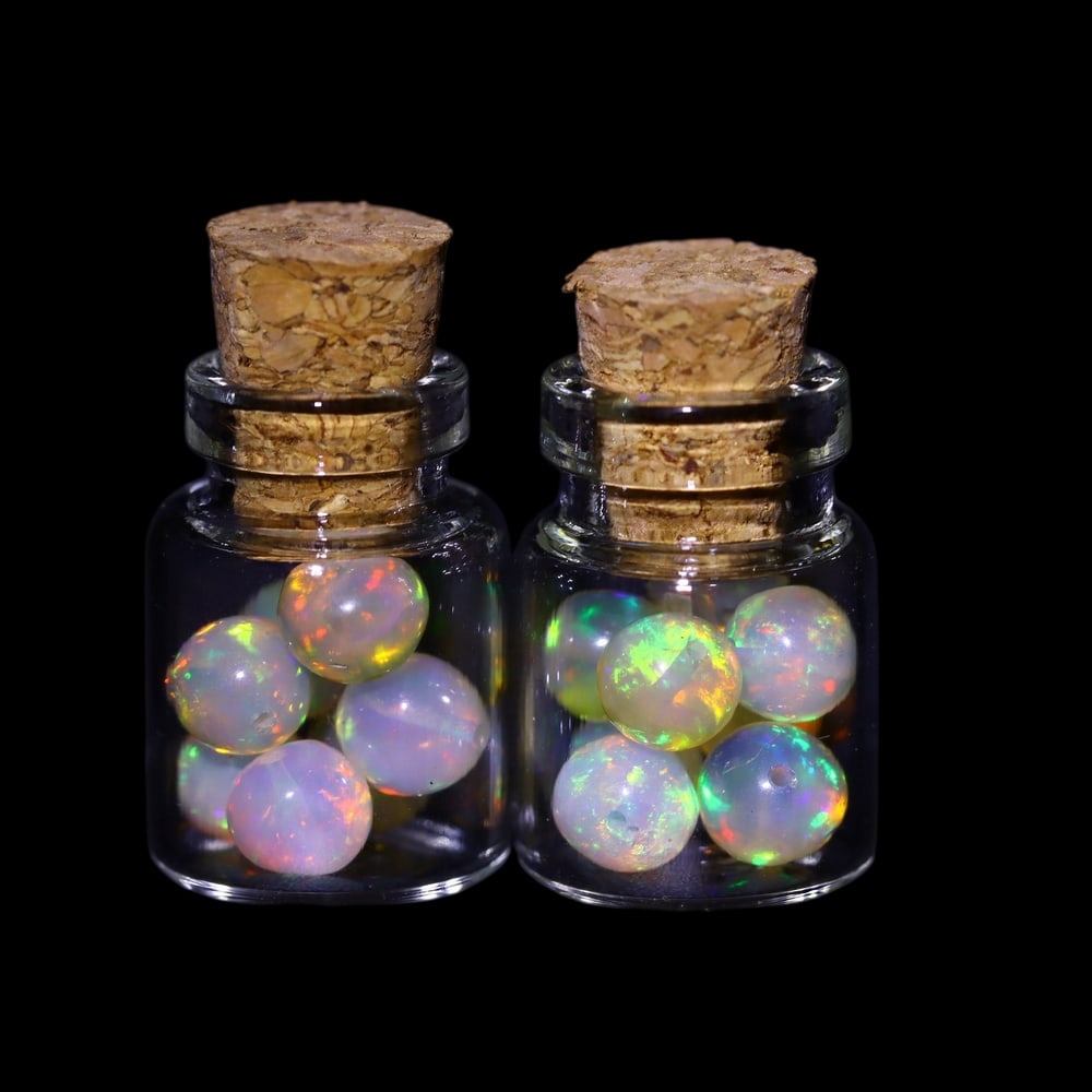 Twin Pack - 4.5mm Ethiopian Opal Ball in Display Jar - Bottle Size 1.5cm , 71C (1 of 2)