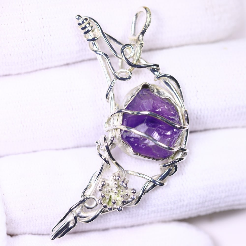 6.42g Crystal Rock Wire Wrap Pendant - 925 Silver , 273E (1 of 2)