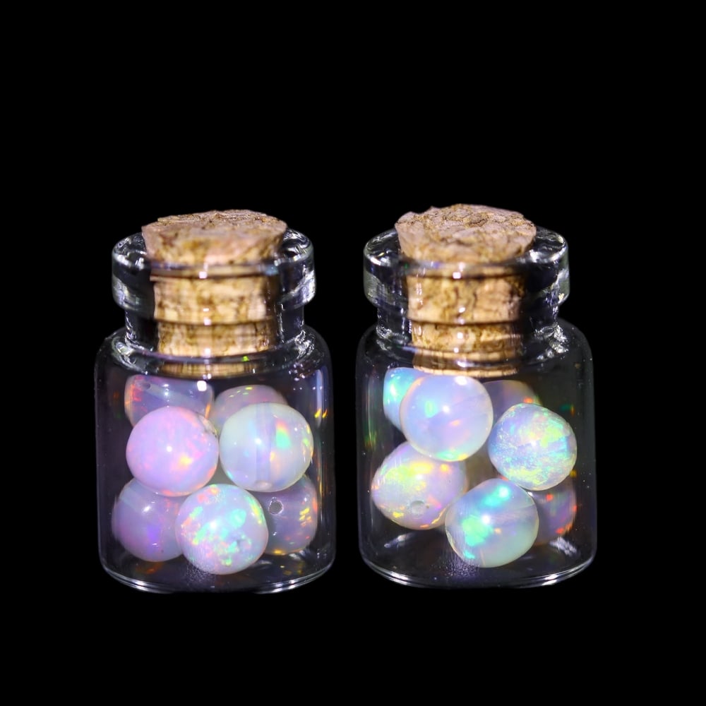 Twin Pack - 4.5mm Ethiopian Opal Ball in Display Jar - Bottle Size 1.5cm , 85C (1 of 2)