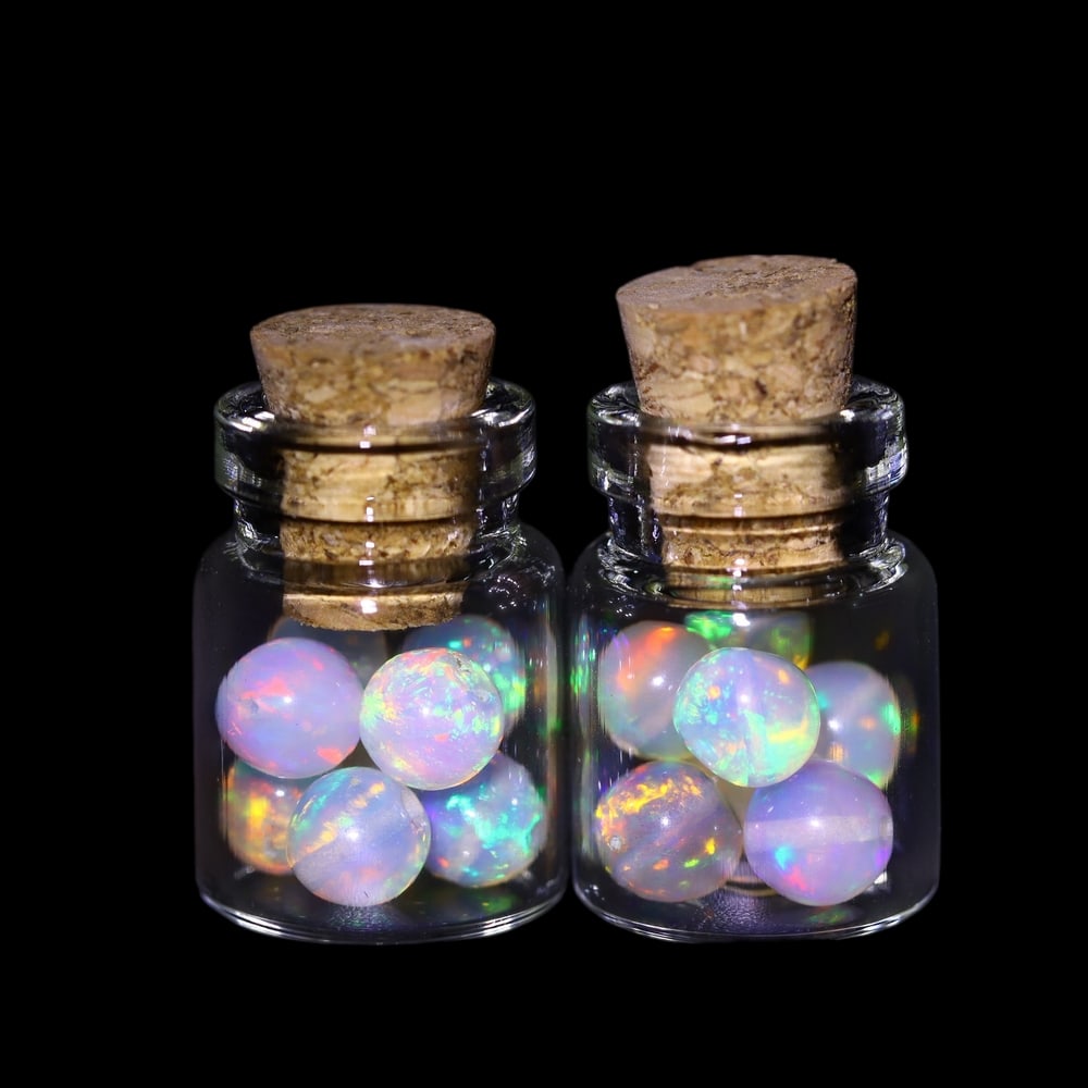 Twin Pack - 4.5mm Ethiopian Opal Ball in Display Jar - Bottle Size 1.5cm , 89C (1 of 2)