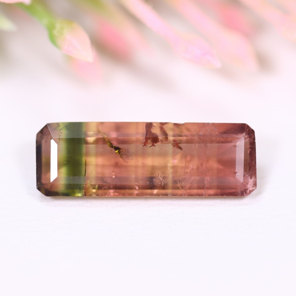 3.38cts Natural Watermelon Tourmaline - Bi-Colour Faceted Cut , 696E: Ksmith Heritage Auctioneers Subject: Natural Tourmaline Origin: Africa Carat Weight: 3.38 cts Dimension: 16.6x5.7x3.9 mm Type: Faceted, Polished