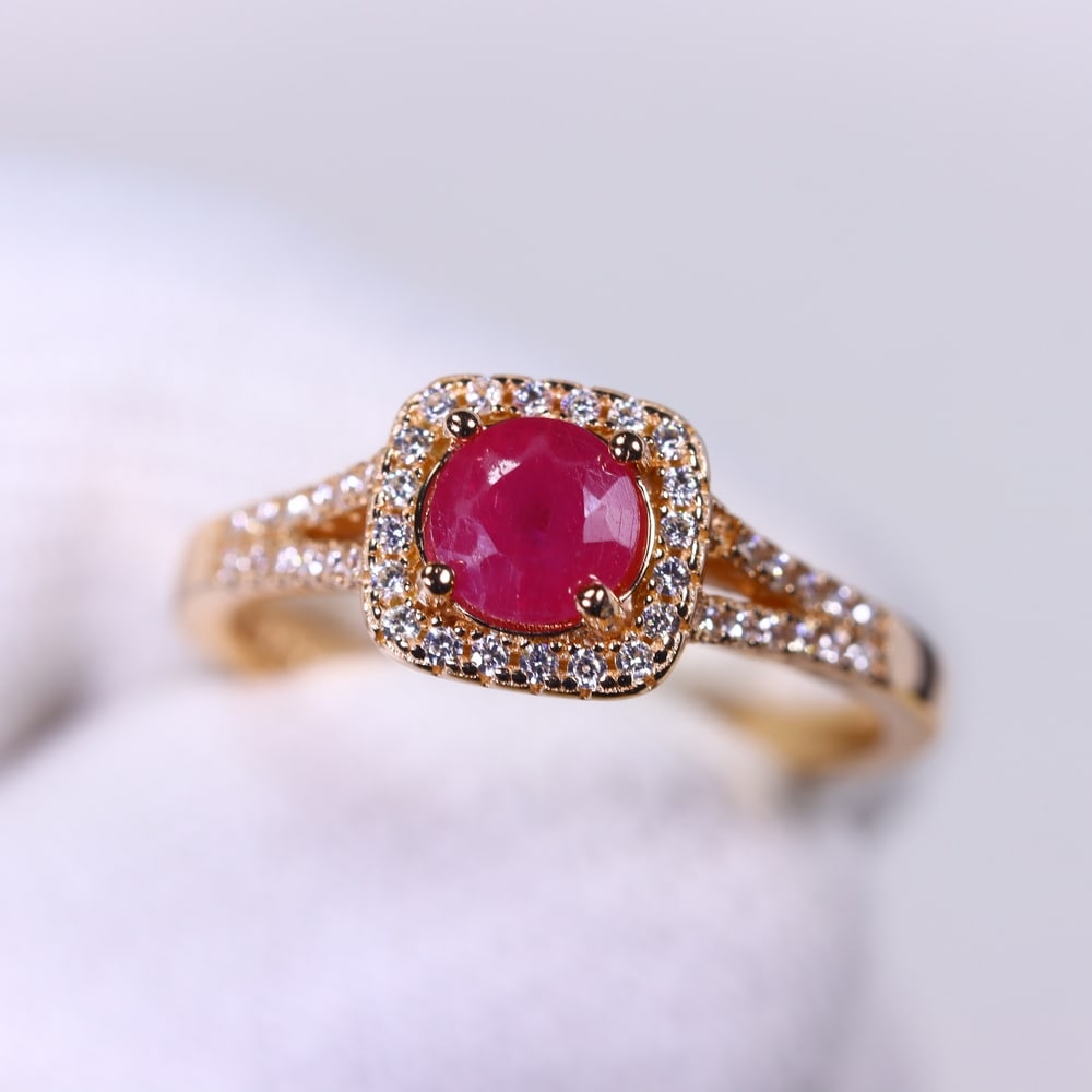 Ring US6.75 Ruby & Zircon - 925 Sterling Silver , 490E (1 of 3)