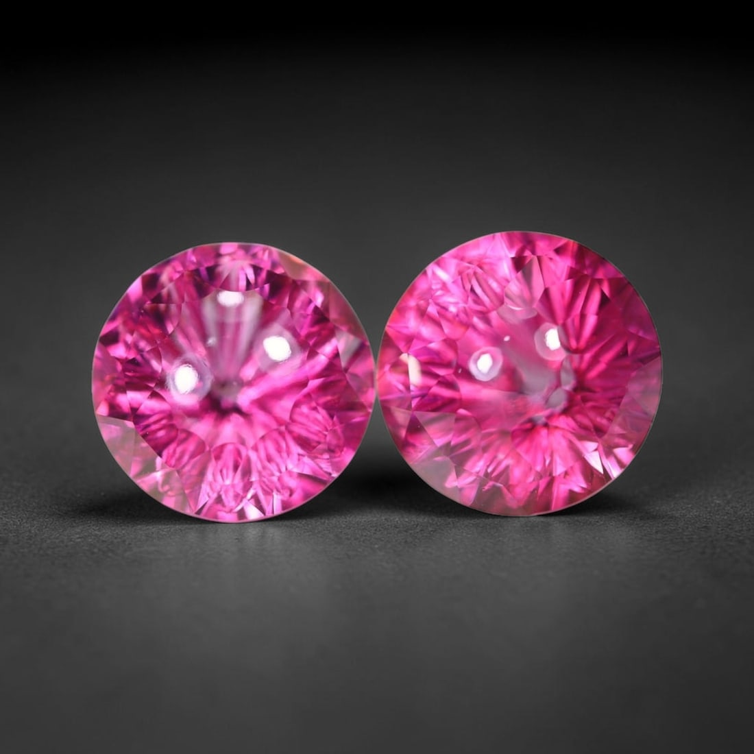 18.30Ct Special Cut Pink Topaz Pair - Polished Faceted , 326E: Ksmith Heritage Auctioneers Subject: Natural Pink Topaz Origin: Myanmar Carat Weight: 18.30Ct Dimension: 12.2x12.2x9.7 mm Treatment: Coated Type: Faceted, Polished